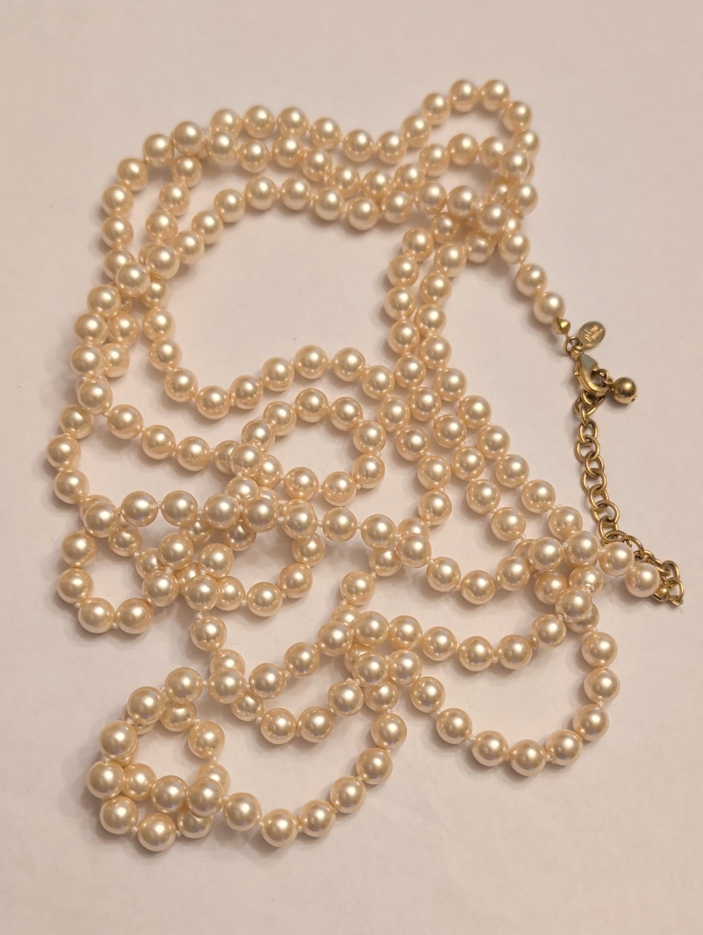 Joan Rivers Extra Long Cream Pearl Strand Necklace with Gold-Tone Chain